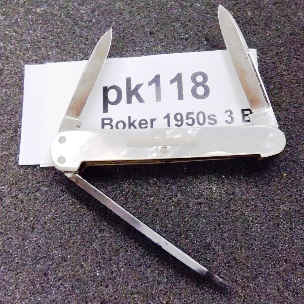 H. Boker Solingen 1930s 3 Blade Lobster Gent’s Pocket Knife Mother of Pearl Exc