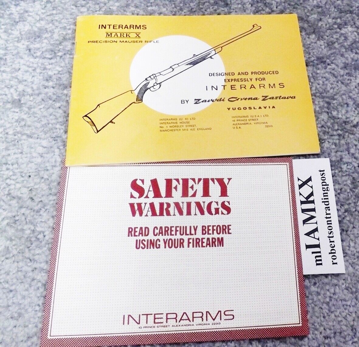 Zastava Interarms Mark X Mauser Rifle Owners Instruction & Safety Manual 1980s