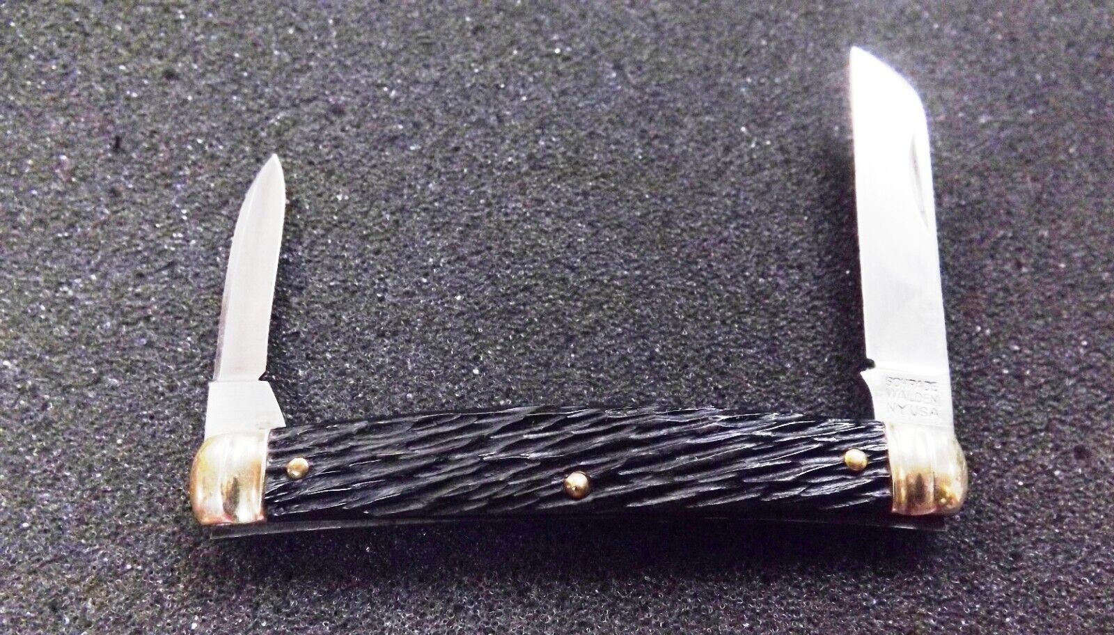 c 1950 Schrade Walden 2 Blade Congress Pen Knife Rough Black Near Mint