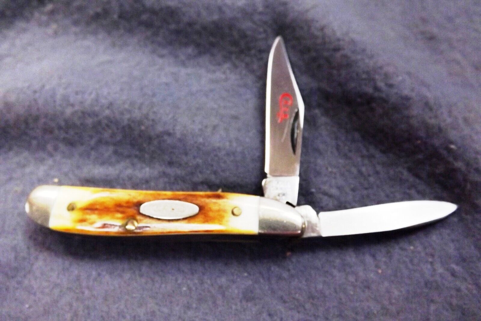 1978 Case 5220 SSP Stainless Peanut Red Script stag Handle Mini Jack Pocket