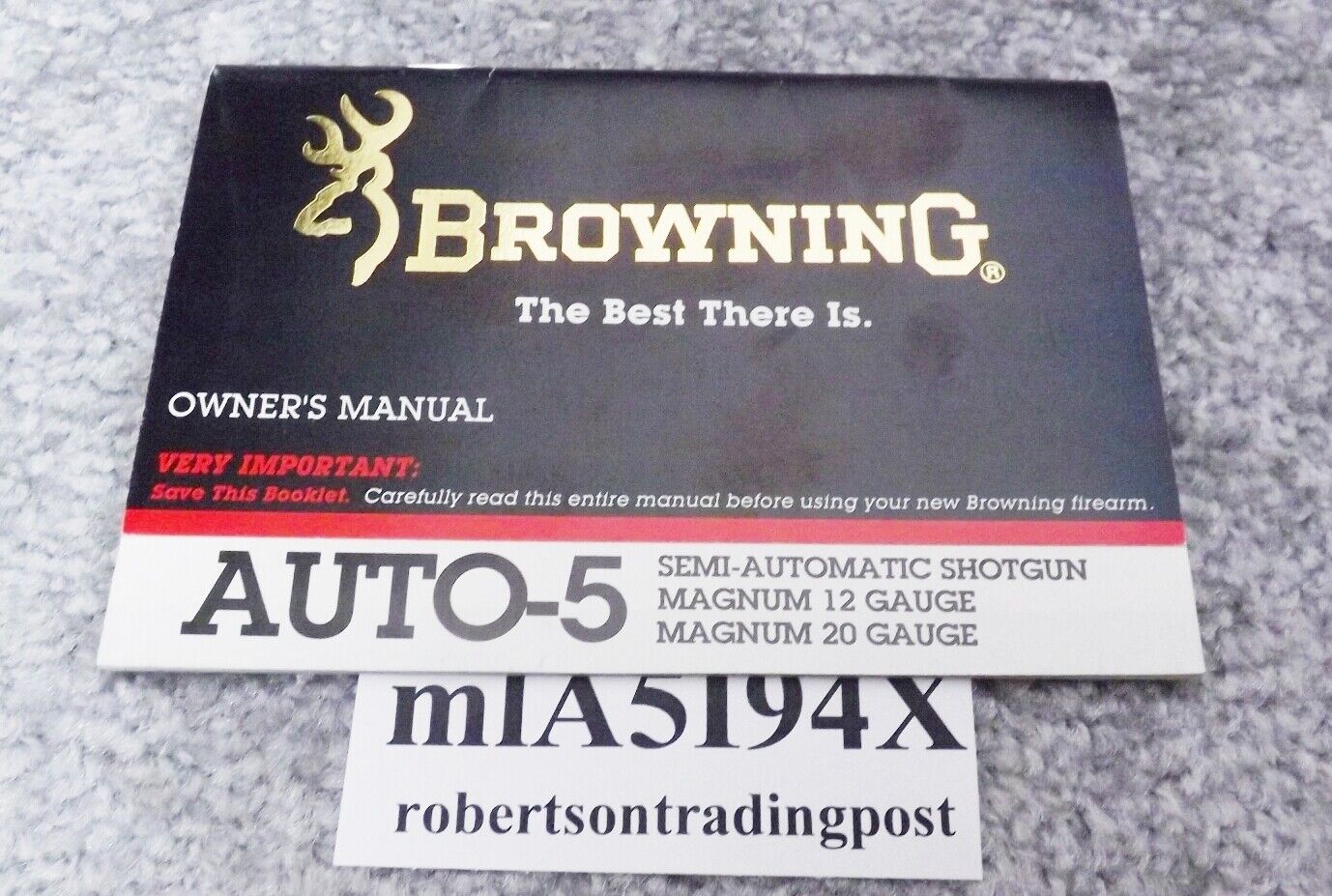 1994 Browning Auto Five Light Magnum 12 20 Owners Instruction Manual Excellent