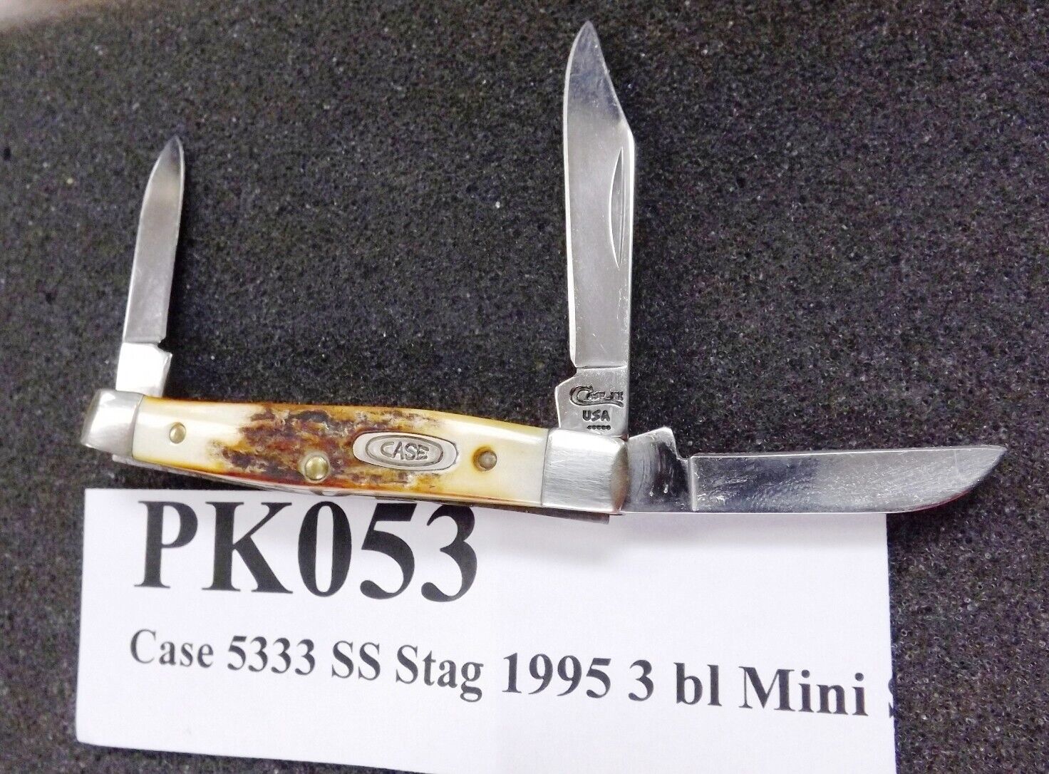 1995 Case 3 Blade Mini Stockman 5333SS Tested XX Centennial Stag Blade Rub