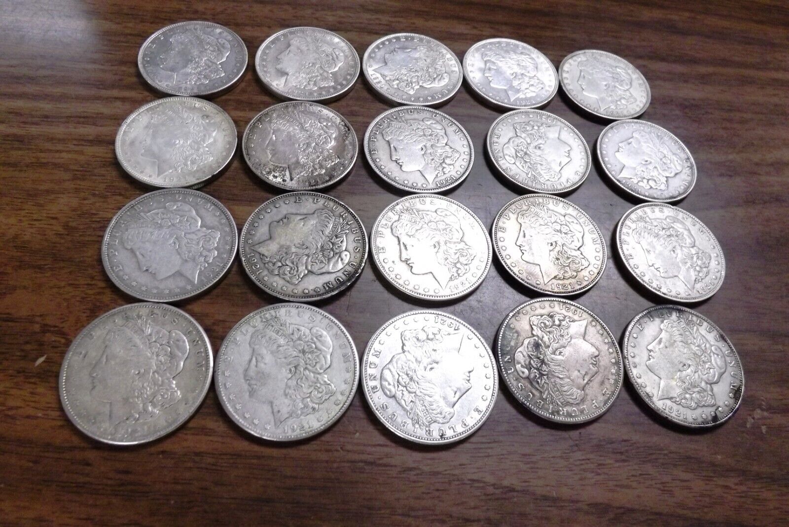 20 Coin Roll of 1921 Morgan US Silver Dollars Mixed Mint VG-VF Free Ship