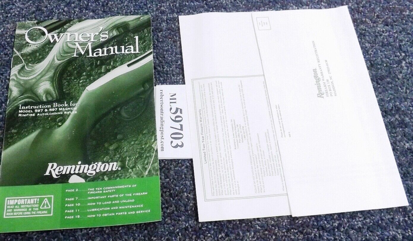 2003 Remington Factory Owner’s Manual for 597 Rifles Unissued Excellent Conditio