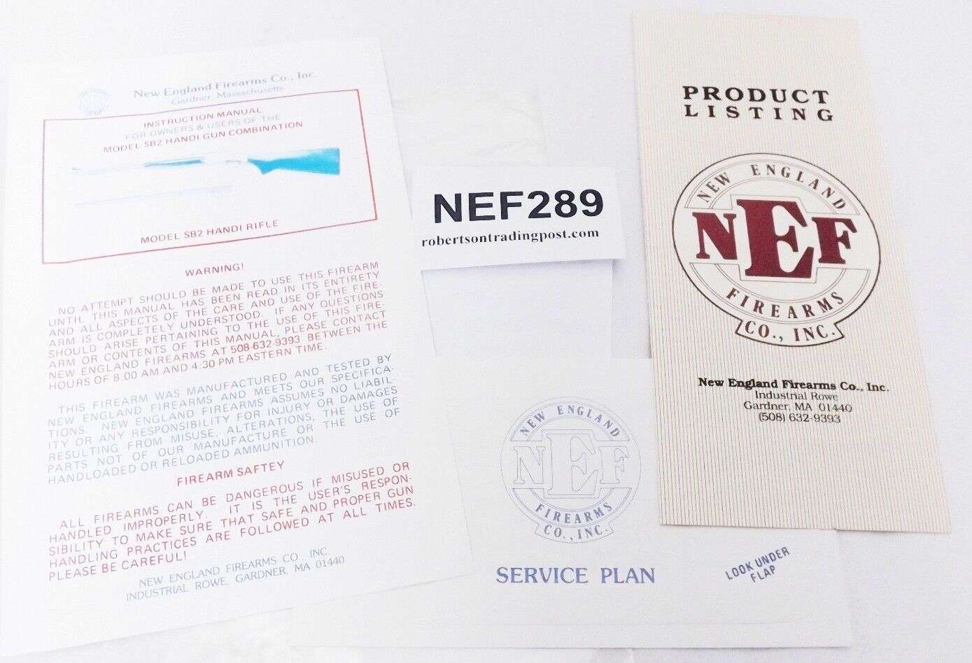 NEF New England Firearms Instruction Manual SB2 Combo Handi Gun Rifle 1988