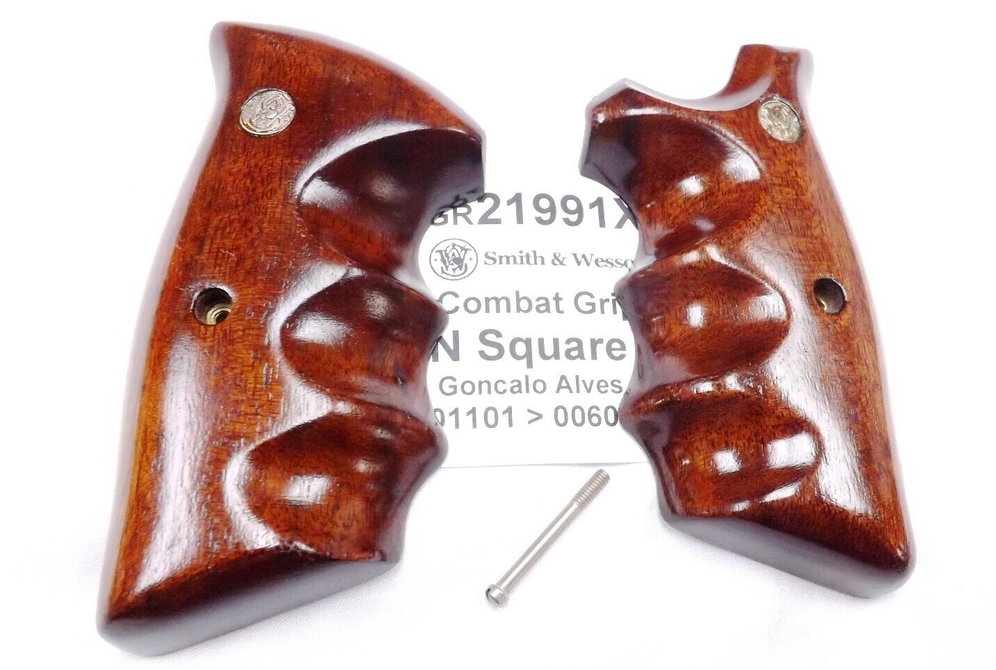 S&W N Square Goncalo Finger Groove Combat Exc Refin Grips Smith & Wesson