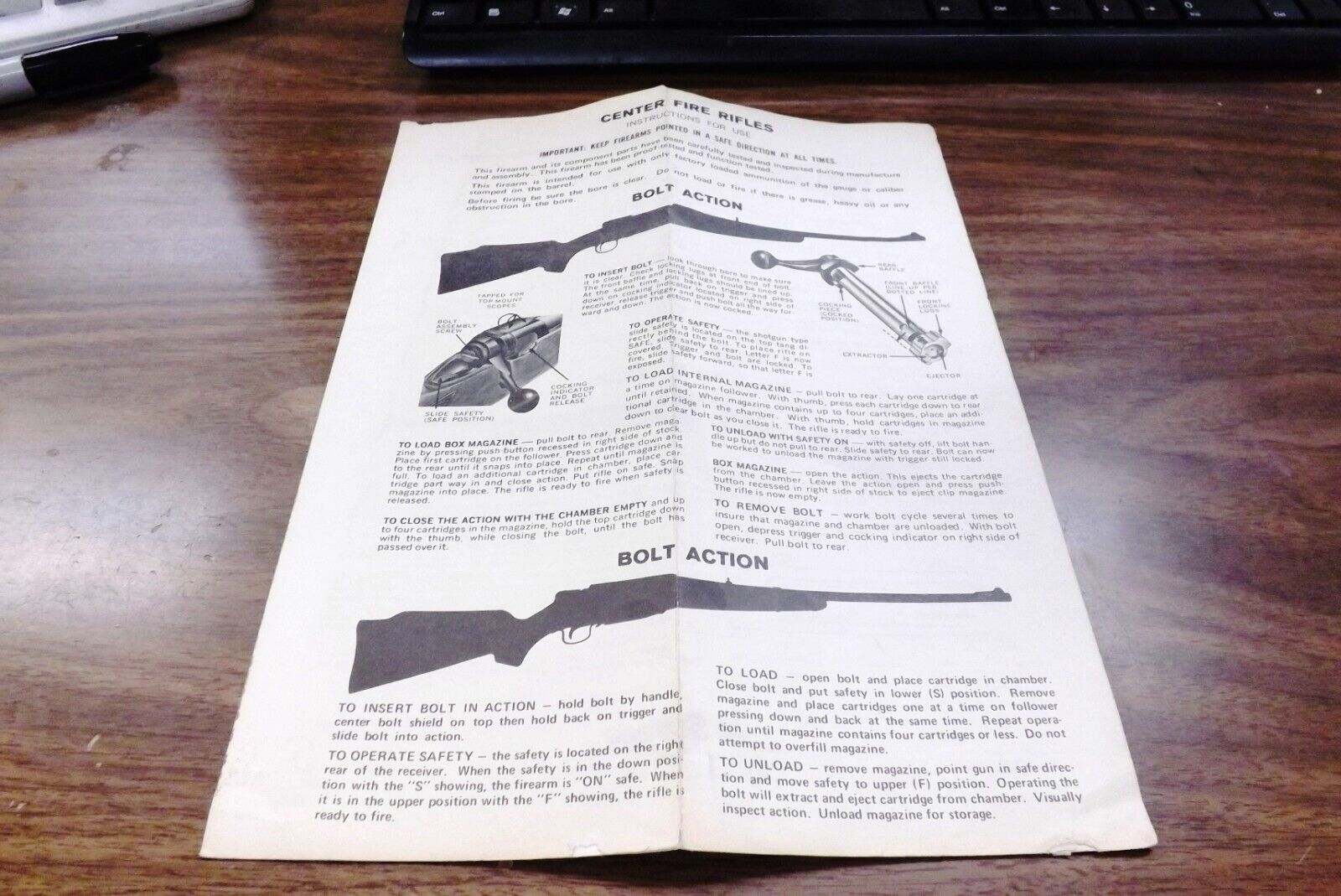 Savage Owners Instruction Manual for Bolt Lever Pump Center Fire Rifles VG 1975