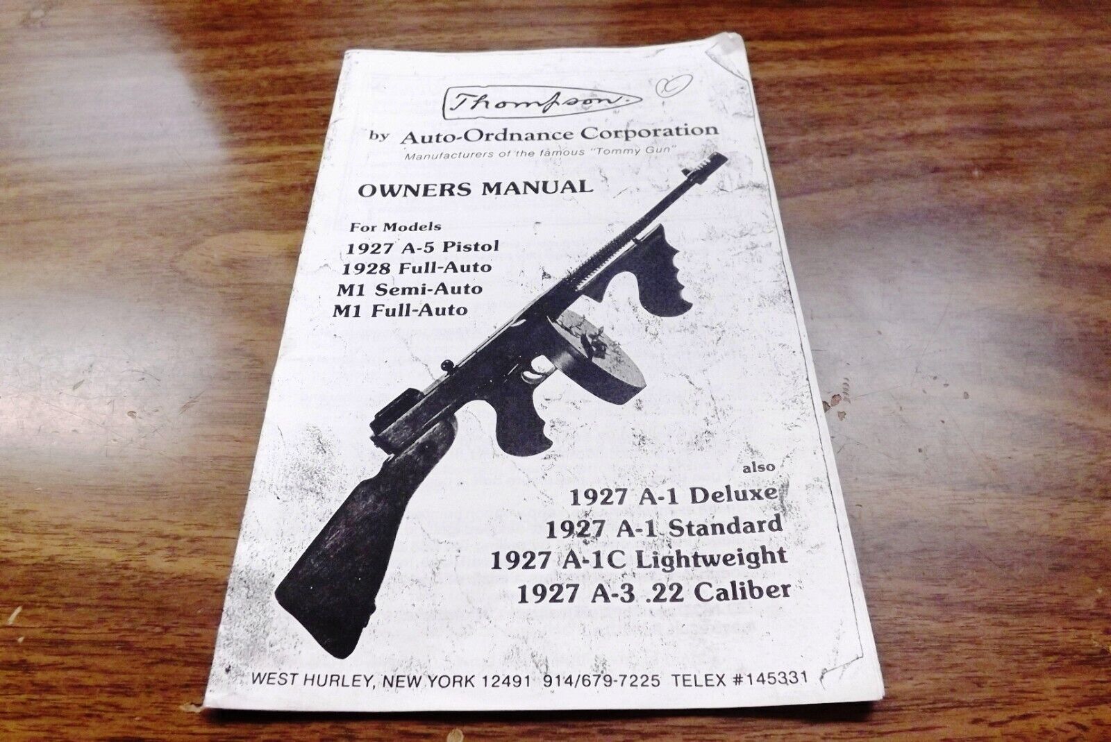 Thompson Auto Ordnance Dealer Printed Owners Manual for 1927 Series .45