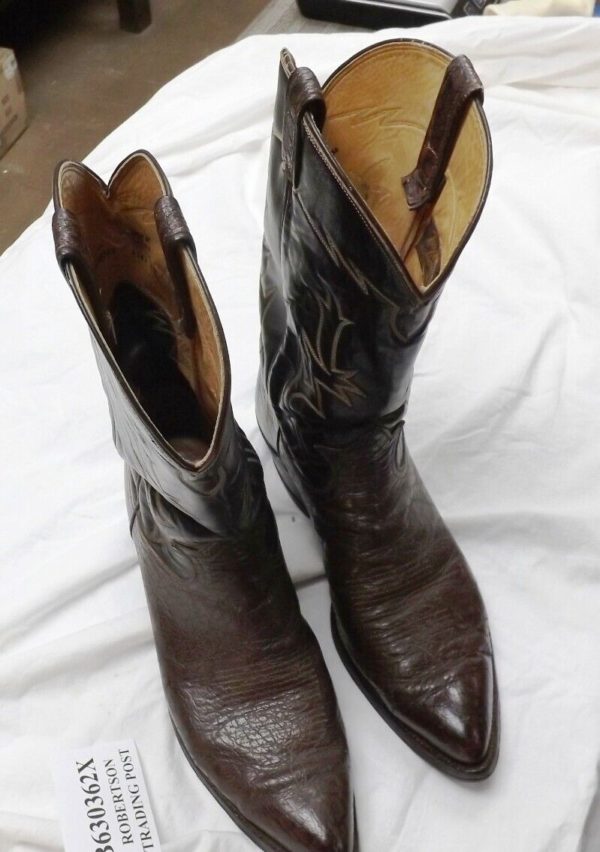 Tony Lama 6382 Brown Leather Pointed Cowboy Boots 14 B Width 1980s Excellent - Image 3