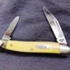 1979 Case 03244 Yellow Handle 2 Blade Pen Pocket Knife with Fob Loop