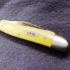 1979 Case 03244 Yellow Handle 2 Blade Pen Pocket Knife with Fob Loop - Image 12