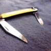 1979 Case 03244 Yellow Handle 2 Blade Pen Pocket Knife with Fob Loop - Image 4
