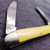 1979 Case 03244 Yellow Handle 2 Blade Pen Pocket Knife with Fob Loop - Image 5