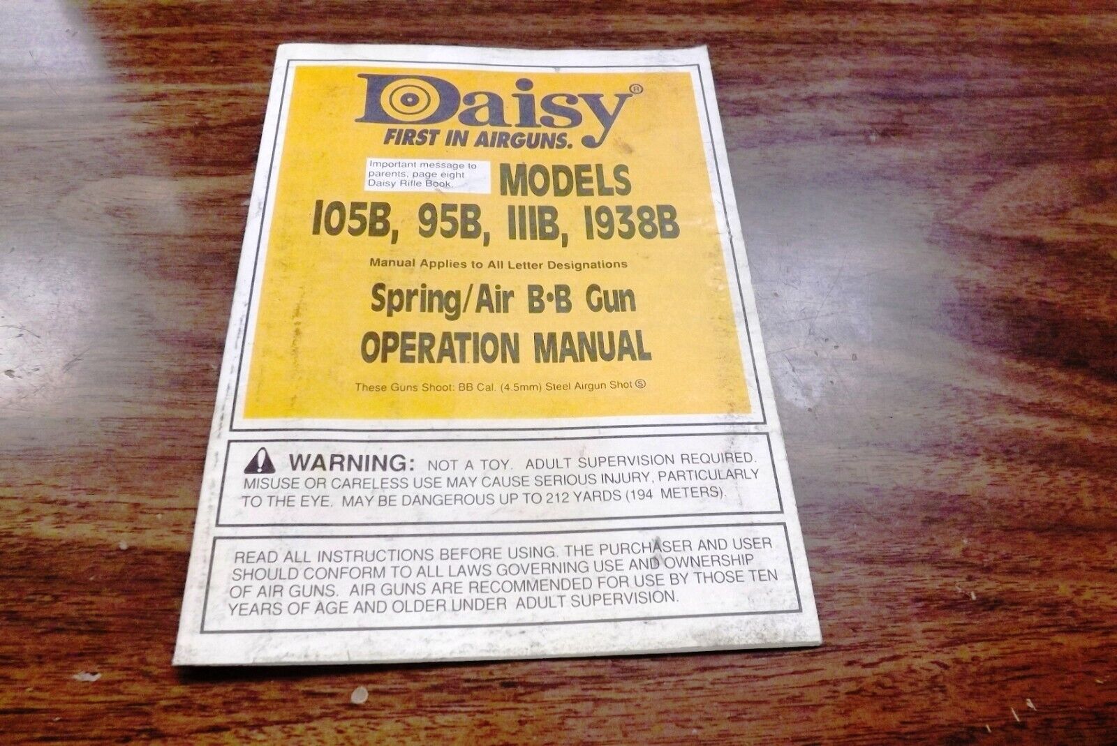 1981 Factory Daisy Manual for 95B 105B IIIB 1938B Air Rifles BB Guns VG