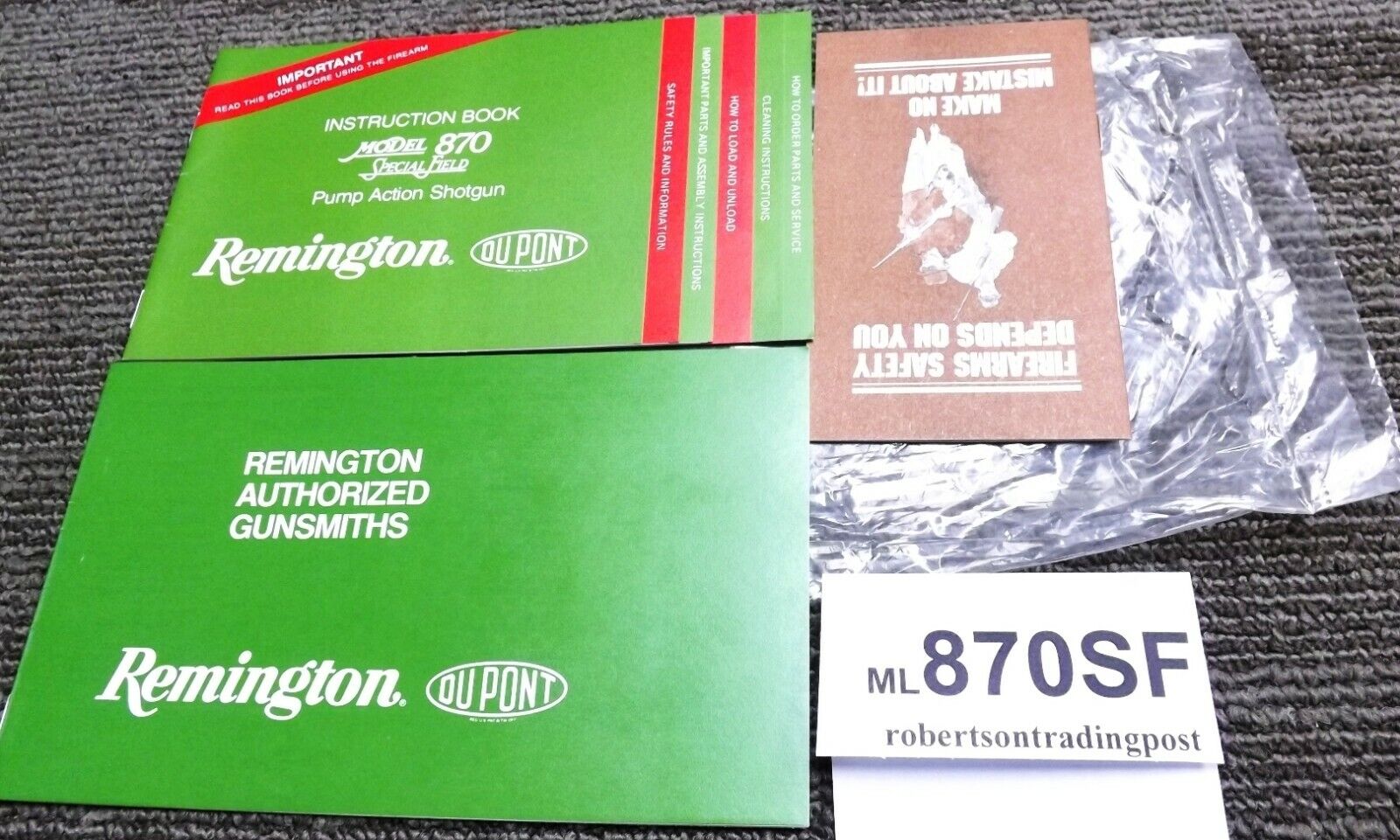 1987 Remington Instruction Book, Gunsmith Direct, Sfy Book 870 Special Field