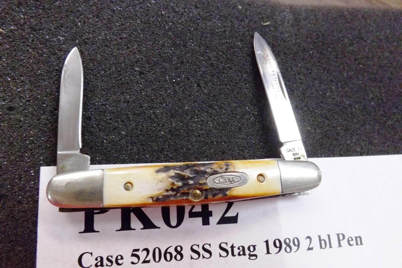 1989 Case 2 Blade Pen 52068 SS Tested XX Centennial Stag Pocket Knife