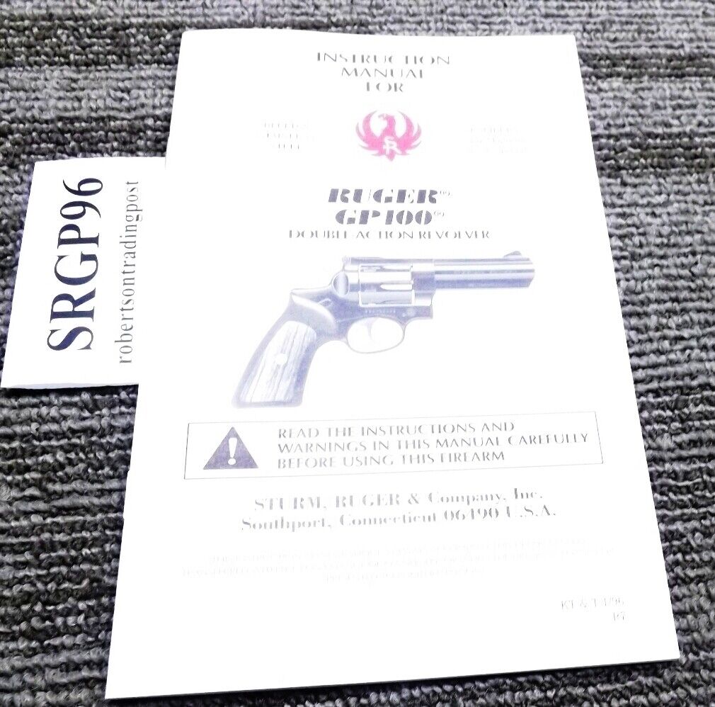 1996 Ruger Factory Instruction Manual for GP100 Revolvers Exc 11th Year 31 pg