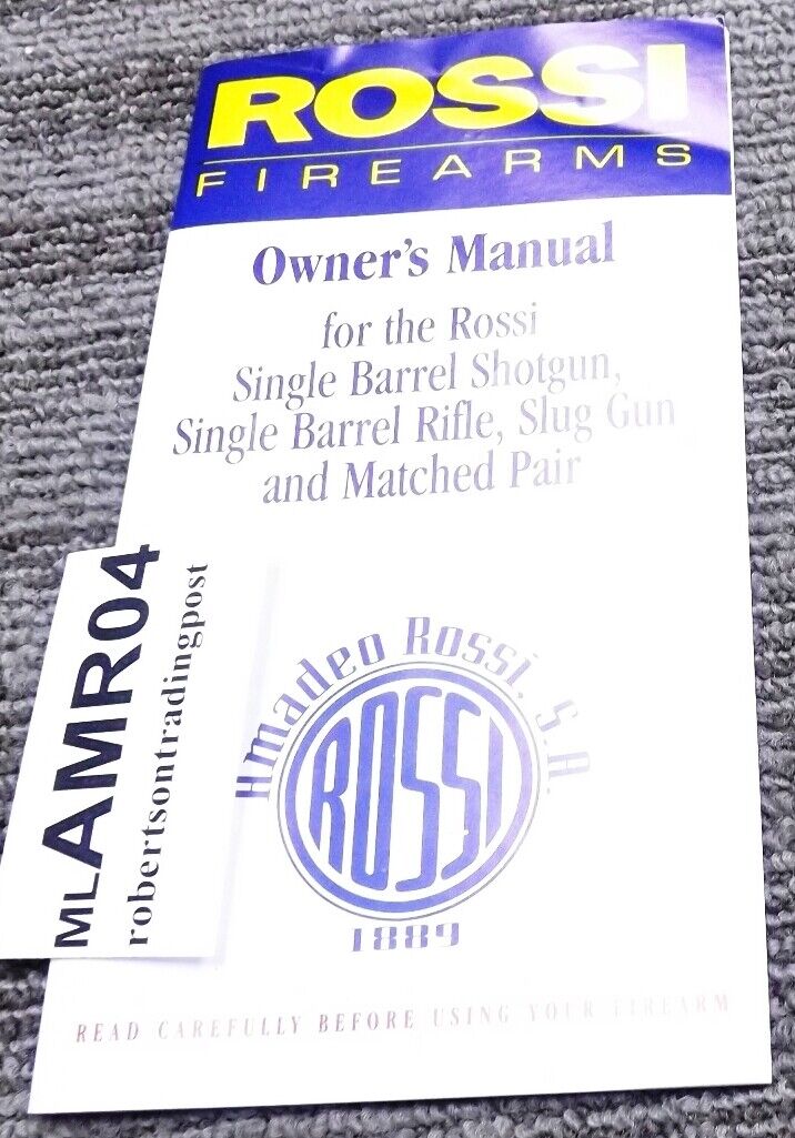 2004 Braztech Instruction Manual for Pre-Lock Rossi Single Shot Shotguns Rifles