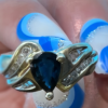 Ladies 1 Ct Sapphire Pear Solitaire  8 Diamonds 2.8 grams 10K YG 7 1/4 Ring Size