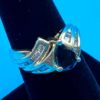 Ladies 1 Ct Sapphire Pear Solitaire  8 Diamonds 2.8 grams 10K YG 7 1/4 Ring Size - Image 4