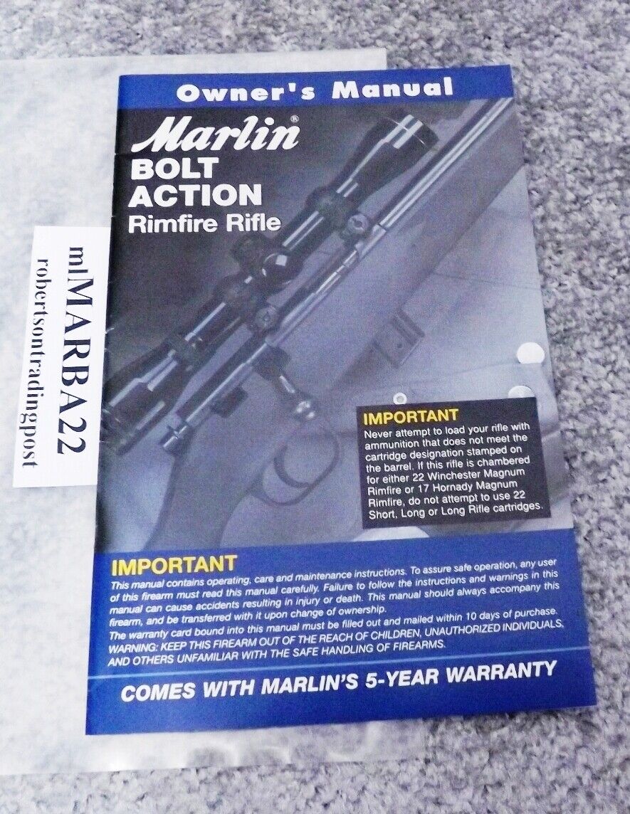 Marlin Owners Manual for Bolt Action Rimfire Rifles 2008 NRA Registration Cards