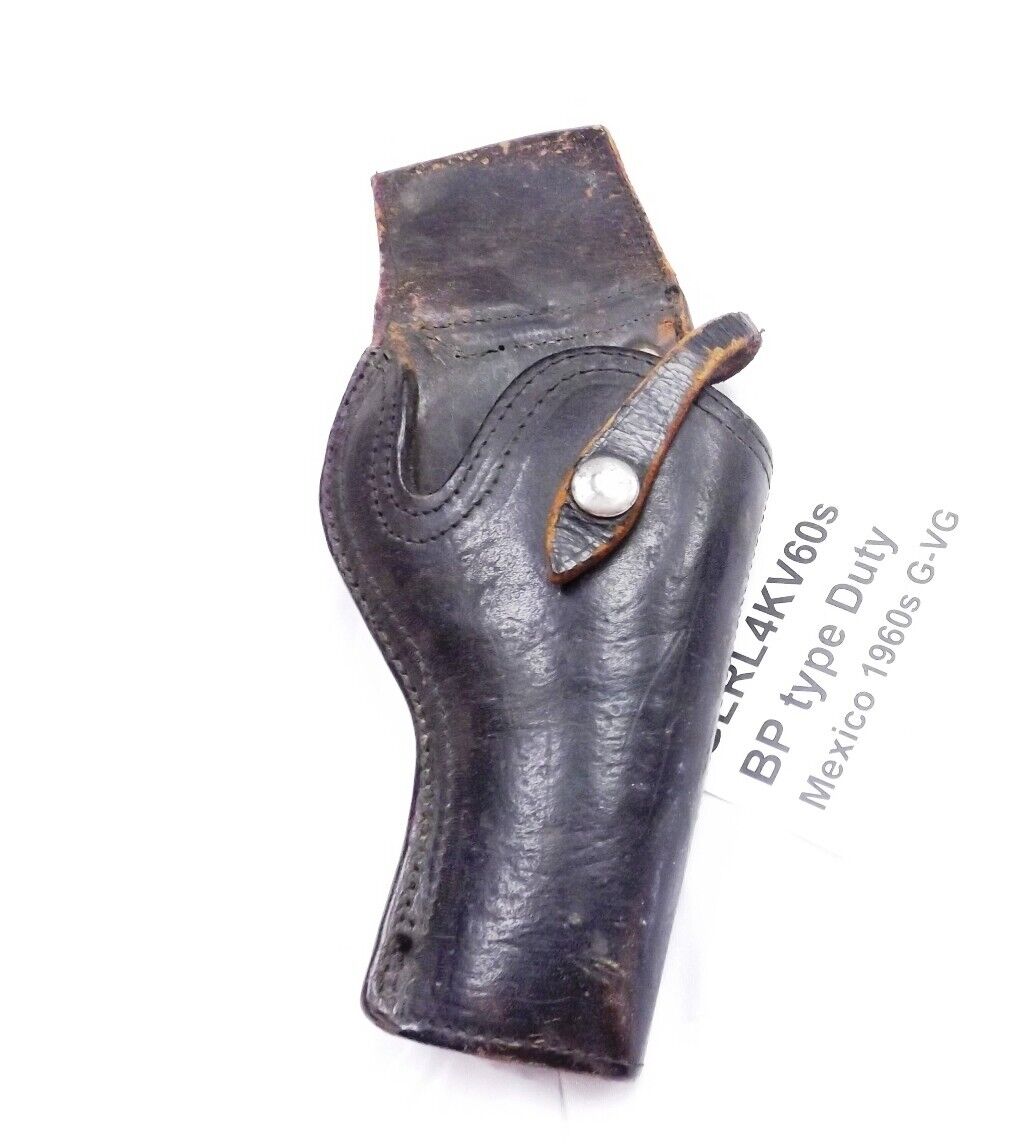 Mexico 1960s Duty Holster Low Ride BP type Black Smooth Stray Type G-VG