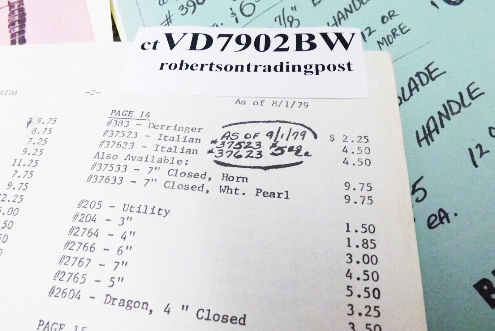 Valor Corp Cutlery Catalog Dealer Price List Order Form 1979 VG 20+ Pages - Image 7