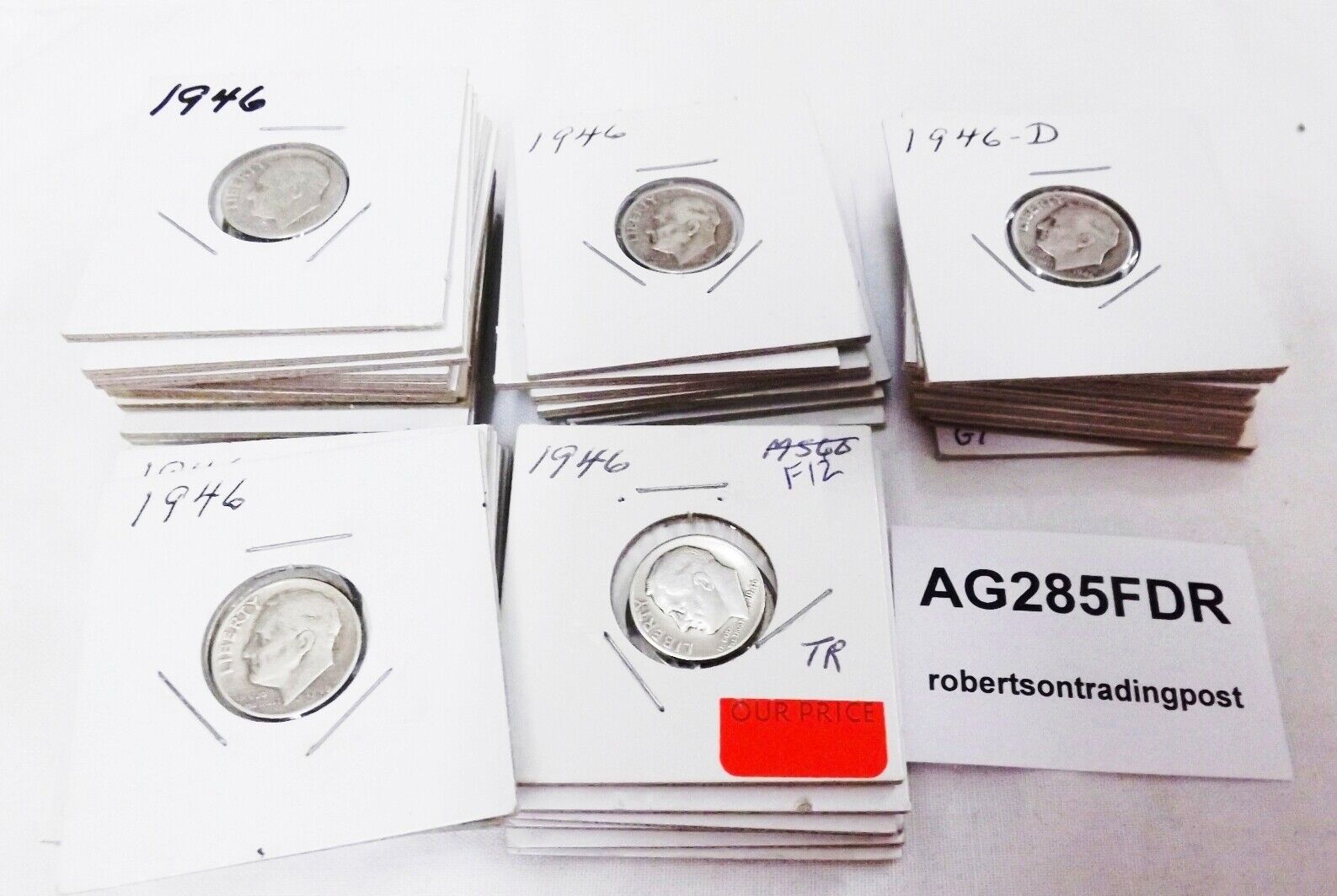 188 Roosevelt Silver Dimes 1946-1964 est Fine to XF Condition $2.87 each