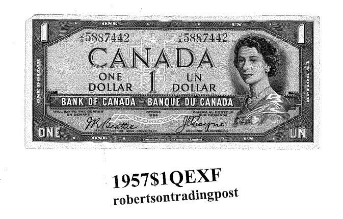 1954 Bank of Canada $1 Note Elizabeth II 1st First Anniversary Devil’s Face Hair