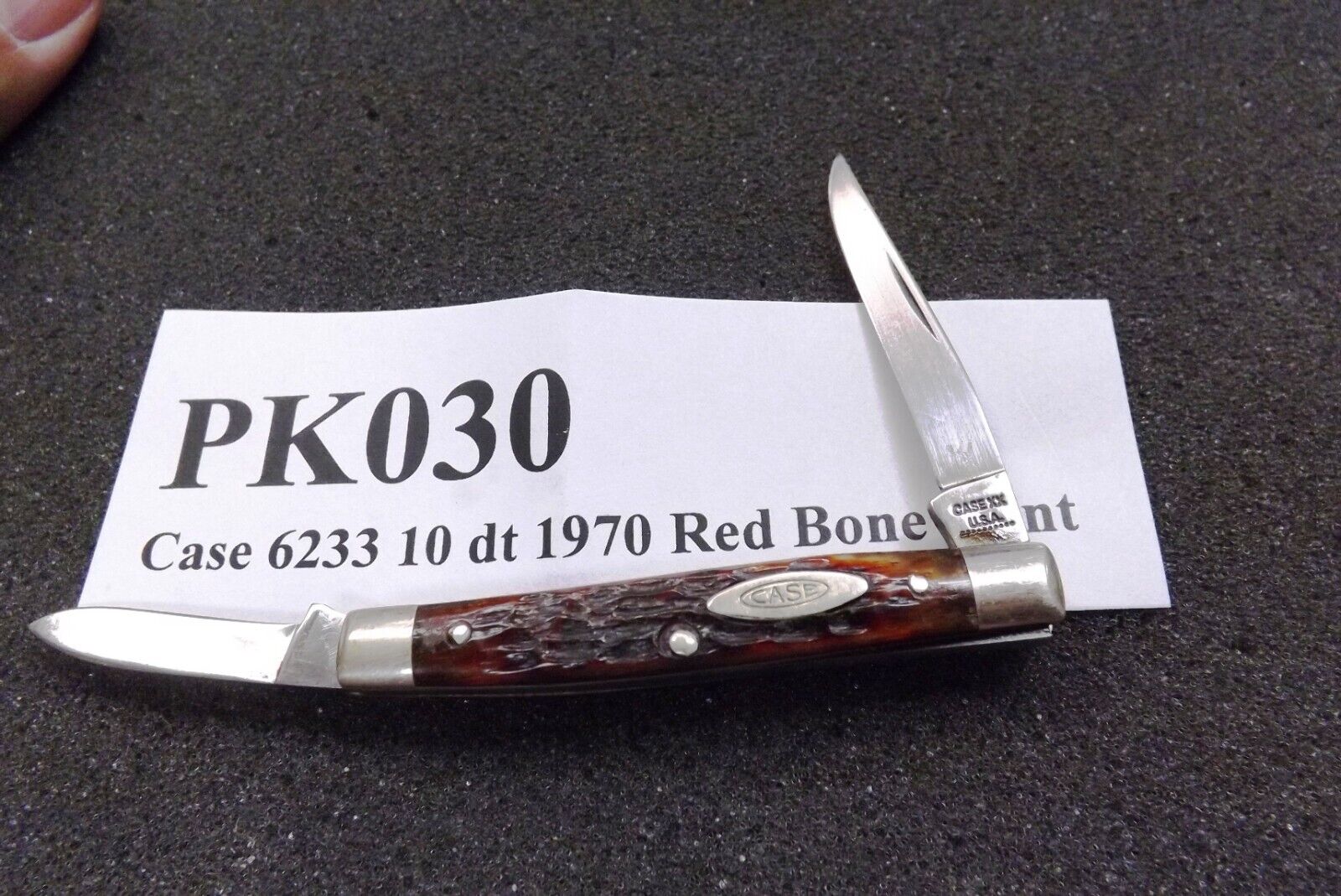 1970 Case 10 Dot USA Red Bone 2 Blade Pen Knife 6233  Exc