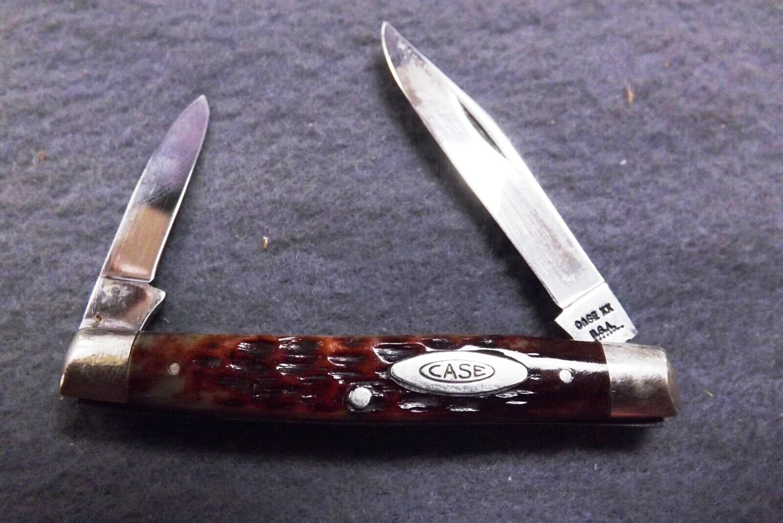 1970 Case XX 10 Dot Brown Bone 2 Blade Pen Pocket Knife 6233  Exc