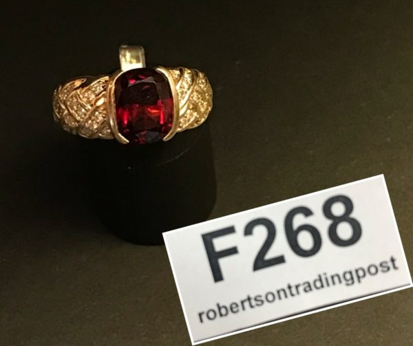 1970s Leer Gem Ltd. 2 1/2 Carat Oval Cut Garnet with 1/2 Carat Diamonds 6.2g 14K - Image 3