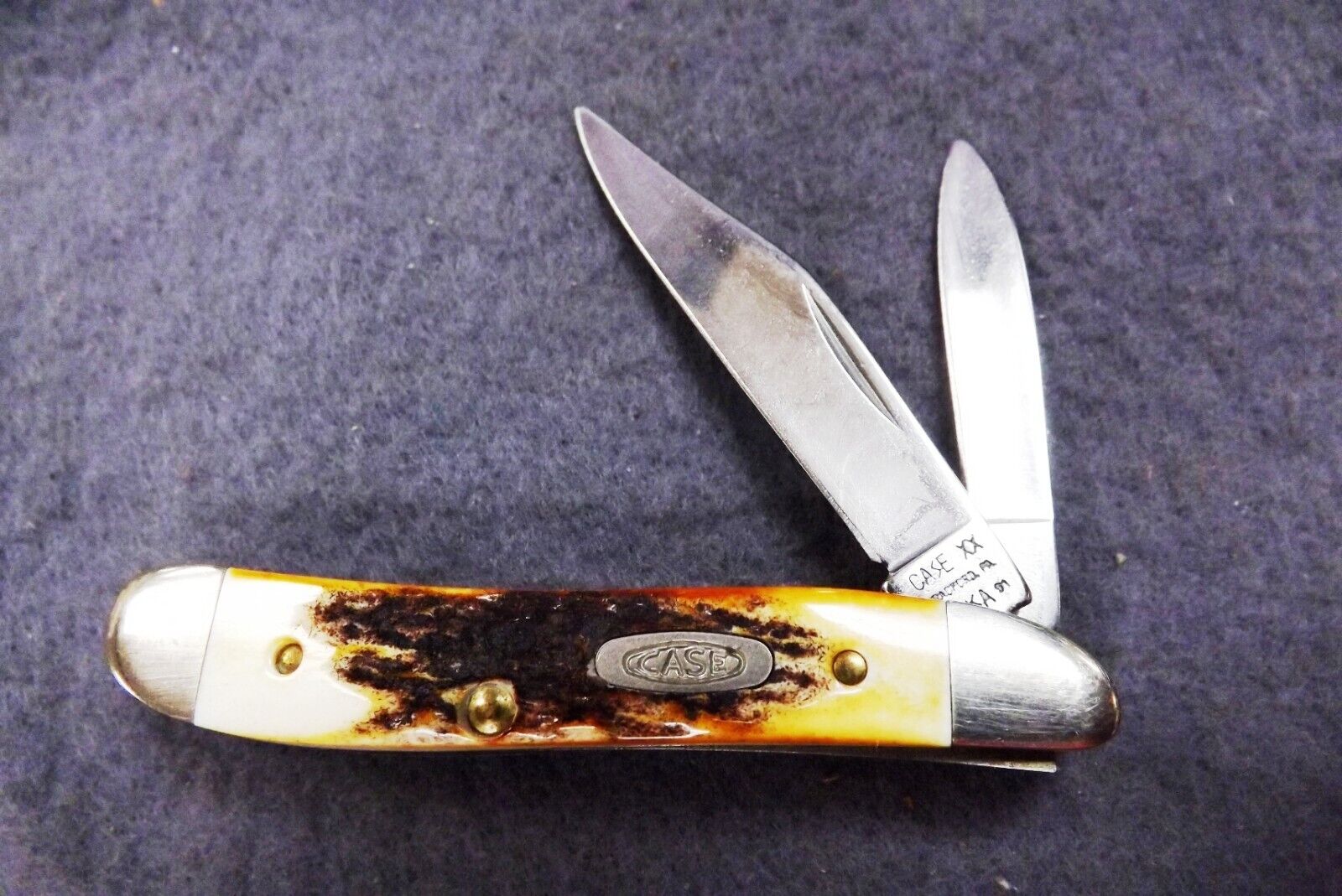 1991 Case 5220 SS Stainless Peanut Sambar Stag Handle Mini Jack Pocket Knife