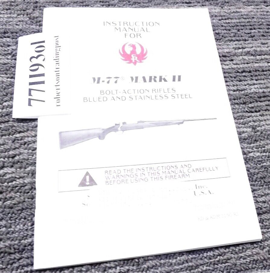 1993 Ruger Instruction Manual for M77 Mark II Bolt Action Rifle Southport Label