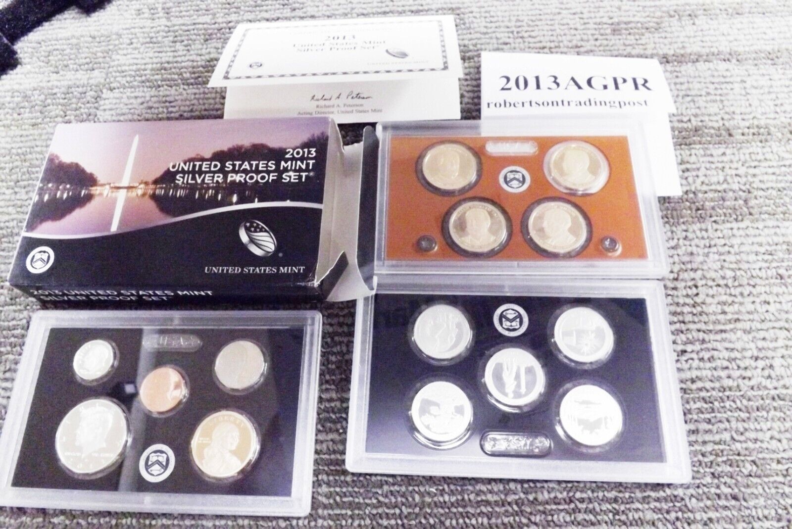 2013 Silver Proof Set Dime 5 Quarters and Half in 90% Silver Mint Case with Cert