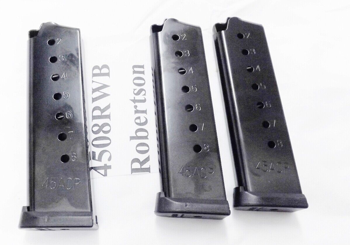 3 RWB 1911 8 Shot .45 ACP Magazine fit Colt Govt Kimber  45 Auto 3 @ $18 & free ship