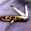 E. Bruckmann Mann 3 Blade Corkscrew 1950s Jack Pocket Knife Tortoise Handles