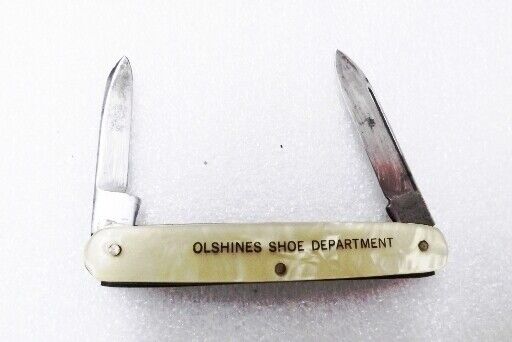 Kutmaster Olshines Shoe Advertiser 2 Blade Jack Knife Imitation Pearl ca. 1940s