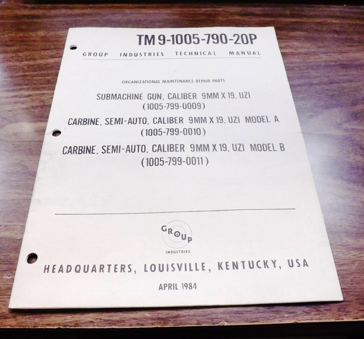 1984 Group Industries TM9 Manual for UZI Semi and Sub Military Layout VG-Exc